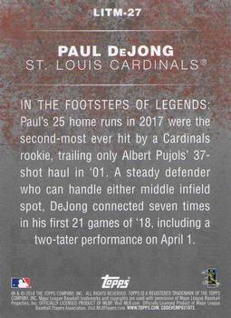 2018 Topps Update - Legends in the Making Blue #LITM-27 Paul DeJong Back