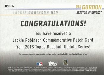 2018 Topps Update - Jackie Robinson Day Manufactured Patch #JRP-DG Dee Gordon Back