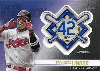 2018 Topps Update - Jackie Robinson Day Manufactured Patch #JRP-FL Francisco Lindor Front