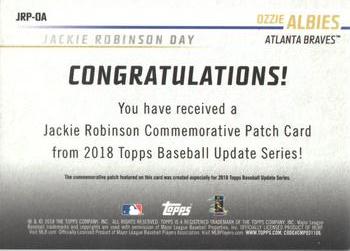 2018 Topps Update - Jackie Robinson Day Manufactured Patch #JRP-OA Ozzie Albies Back