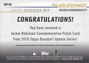 2018 Topps Update - Jackie Robinson Day Manufactured Patch #JRP-PG Paul Goldschmidt Back