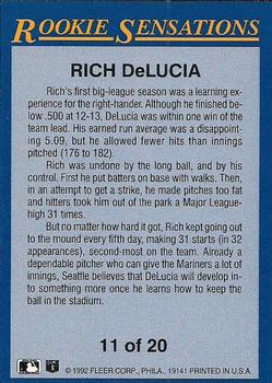 1992 Fleer - Rookie Sensations #11 Rich DeLucia Back
