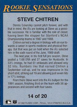 1992 Fleer - Rookie Sensations #14 Steve Chitren Back
