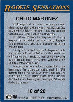 1992 Fleer - Rookie Sensations #18 Chito Martinez Back