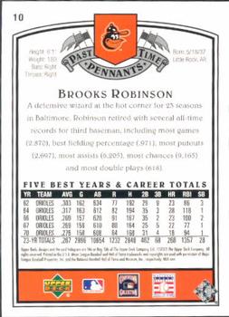 2005 UD Past Time Pennants #10 Brooks Robinson Back
