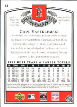 2005 UD Past Time Pennants #14 Carl Yastrzemski Back