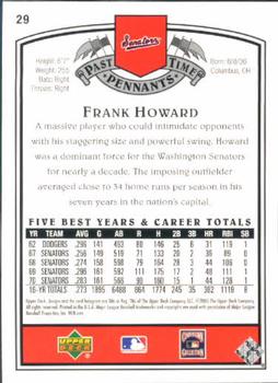 2005 UD Past Time Pennants #29 Frank Howard Back