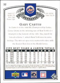 2005 UD Past Time Pennants #32 Gary Carter Back