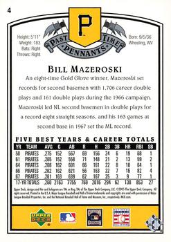 2005 UD Past Time Pennants #4 Bill Mazeroski Back