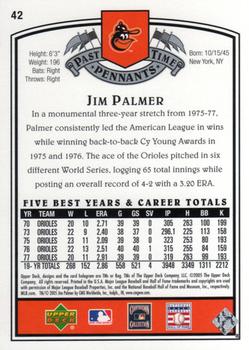 2005 UD Past Time Pennants #42 Jim Palmer Back