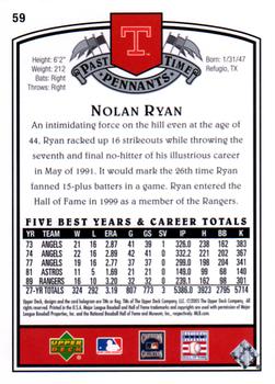 2005 UD Past Time Pennants #59 Nolan Ryan Back