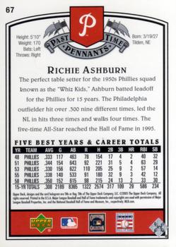 2005 UD Past Time Pennants #67 Richie Ashburn Back