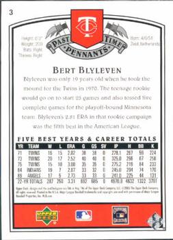 2005 UD Past Time Pennants #3 Bert Blyleven Back