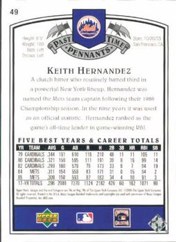 2005 UD Past Time Pennants #49 Keith Hernandez Back