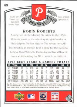 2005 UD Past Time Pennants #69 Robin Roberts Back