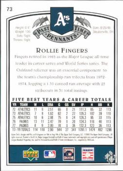 2005 UD Past Time Pennants #73 Rollie Fingers Back