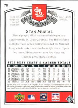 2005 UD Past Time Pennants #78 Stan Musial Back