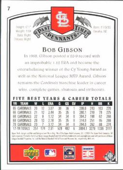 2005 UD Past Time Pennants #7 Bob Gibson Back