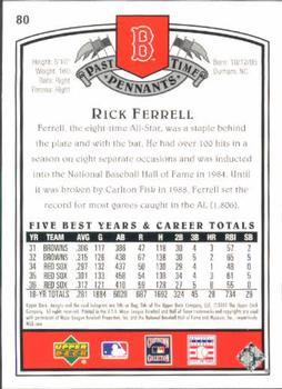 2005 UD Past Time Pennants #80 Rick Ferrell Back
