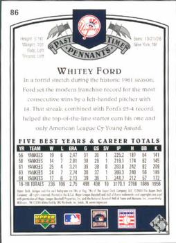 2005 UD Past Time Pennants #86 Whitey Ford Back