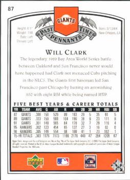2005 UD Past Time Pennants #87 Will Clark Back