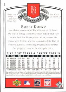 2005 UD Past Time Pennants #9 Bobby Doerr Back