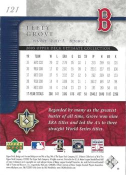 2005 Upper Deck Ultimate Collection #121 Lefty Grove Back