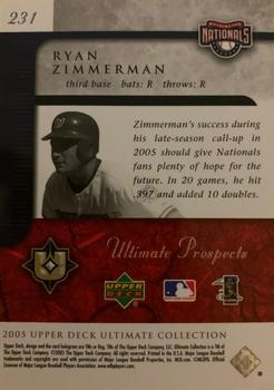 2005 Upper Deck Ultimate Collection #231 Ryan Zimmerman Back