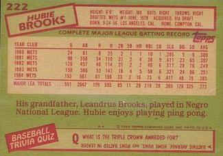 1985 Topps Mini Test Issue #222 Hubie Brooks Back