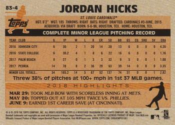 2018 Topps Update - 1983 Topps Baseball 35th Anniversary Blue #83-4 Jordan Hicks Back