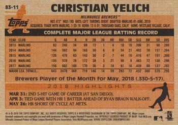 2018 Topps Update - 1983 Topps Baseball 35th Anniversary Blue #83-11 Christian Yelich Back