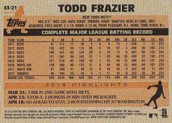 2018 Topps Update - 1983 Topps Baseball 35th Anniversary Blue #83-21 Todd Frazier Back