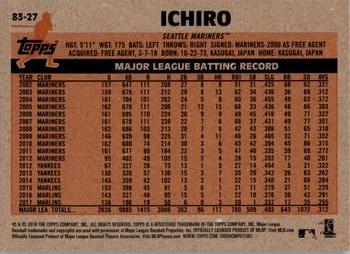 2018 Topps Update - 1983 Topps Baseball 35th Anniversary Blue #83-27 Ichiro Back