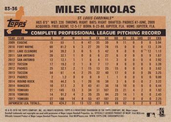 2018 Topps Update - 1983 Topps Baseball 35th Anniversary Blue #83-36 Miles Mikolas Back