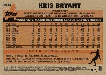 2018 Topps Update - 1983 Topps Baseball 35th Anniversary Blue #83-44 Kris Bryant Back