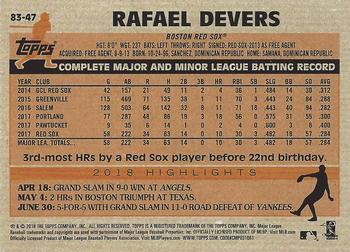 2018 Topps Update - 1983 Topps Baseball 35th Anniversary Blue #83-47 Rafael Devers Back