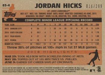 2018 Topps Update - 1983 Topps Baseball 35th Anniversary Black #83-4 Jordan Hicks Back