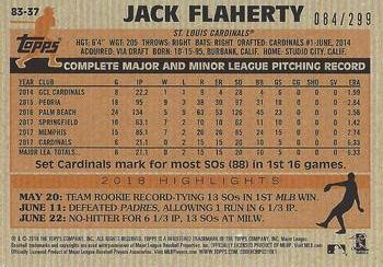 2018 Topps Update - 1983 Topps Baseball 35th Anniversary Black #83-37 Jack Flaherty Back