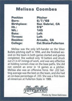 1994 Colorado Silver Bullets #NNO Melissa Coombes Back