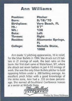 1994 Colorado Silver Bullets #NNO Ann Williams Back