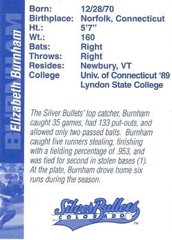 1995 Colorado Silver Bullets #NNO Elizabeth Burnham Back