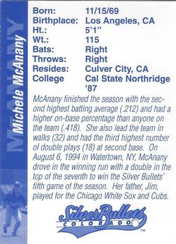 1995 Colorado Silver Bullets #NNO Michele McAnany Back