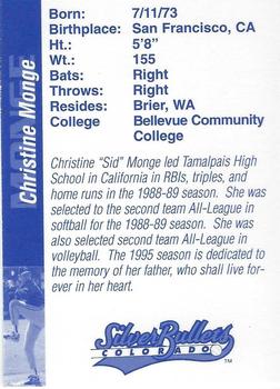 1995 Colorado Silver Bullets #NNO Christine Monge Back