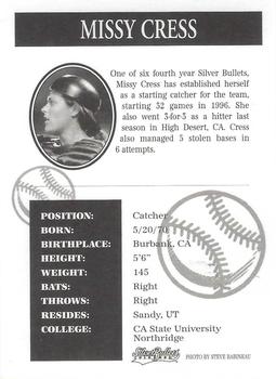 1997 Colorado Silver Bullets #NNO Missy Cress Back