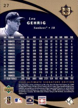 2005 UD Ultimate Signature Edition #27 Lou Gehrig Back