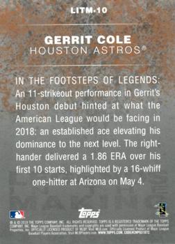 2018 Topps Update - Legends in the Making Black #LITM-10 Gerrit Cole Back
