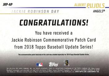 2018 Topps Update - Jackie Robinson Day Manufactured Patch Gold #JRP-AP Albert Pujols Back