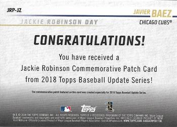 2018 Topps Update - Jackie Robinson Day Manufactured Patch Gold #JRP-JZ Javier Baez Back