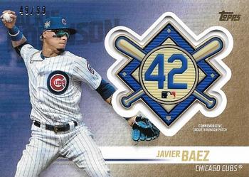 2018 Topps Update - Jackie Robinson Day Manufactured Patch Gold #JRP-JZ Javier Baez Front