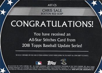 2018 Topps Update - All-Star Stitches #AST-CS Chris Sale Back